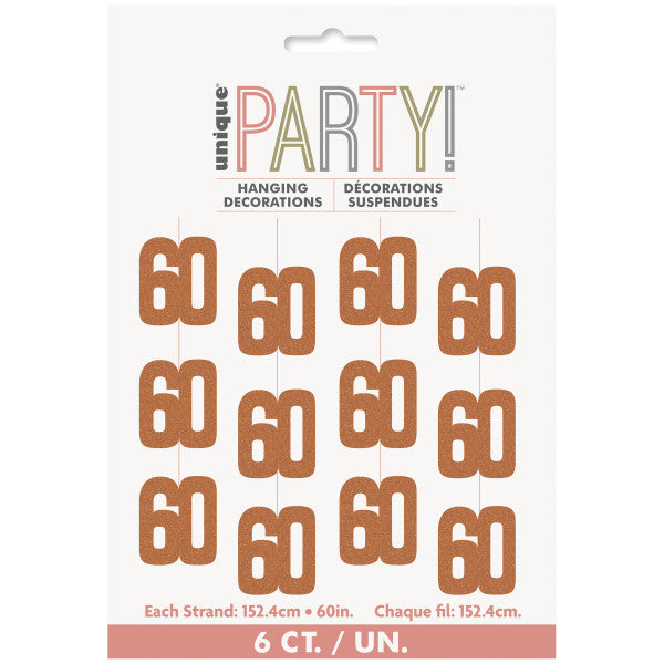 60th Birthday Rose Gold Hanging Strings