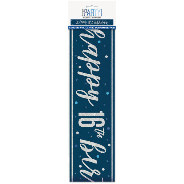 16th Birthday Navy Blue Banner