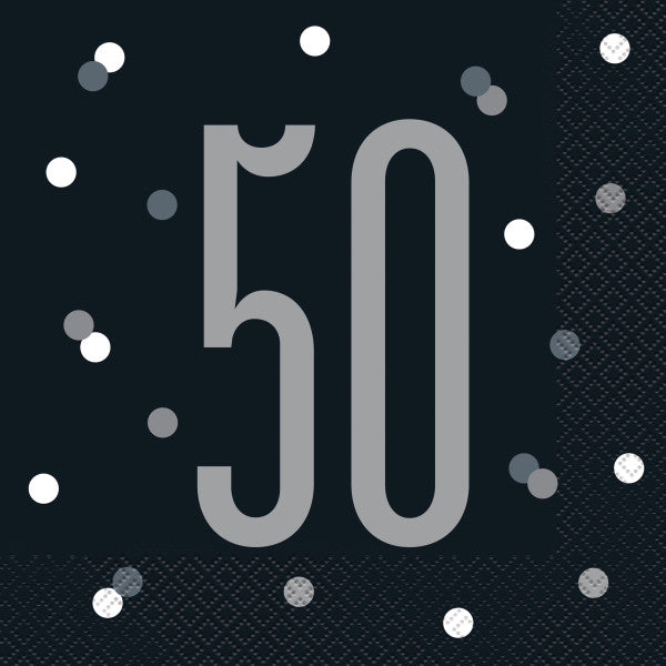 50th Birthday Black Napkins