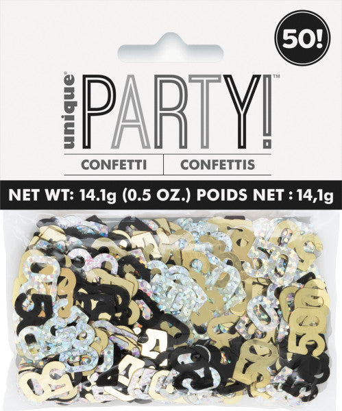 50th Birthday Black & Gold Mixed Table Confetti