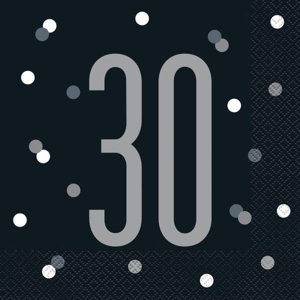 30th Birthday Black Napkins