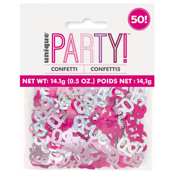 50th Birthday Pink Mixed Confetti