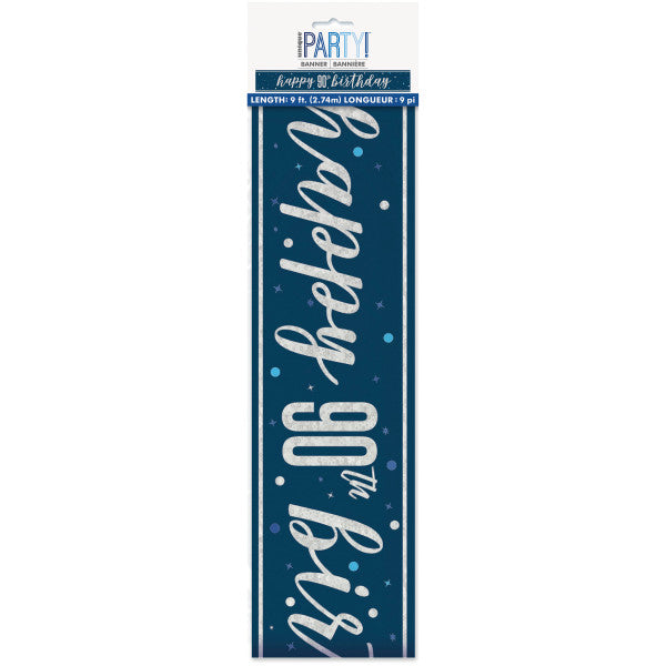 90th Birthday Navy Blue Banner