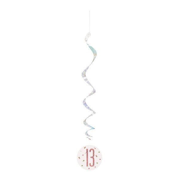 13th Birthday Rose Gold Sparkling Swirls