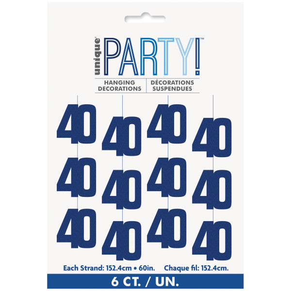 40th Birthday Blue Hanging Strings