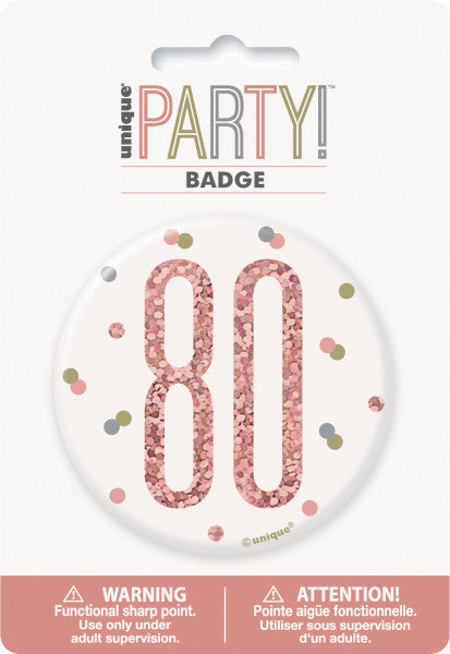 80th Birthday Rose Gold Badge