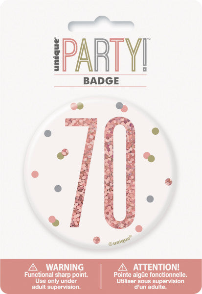 70th Birthday Rose Gold Badge