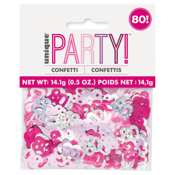 80th Birthday Pink Mixed Confetti