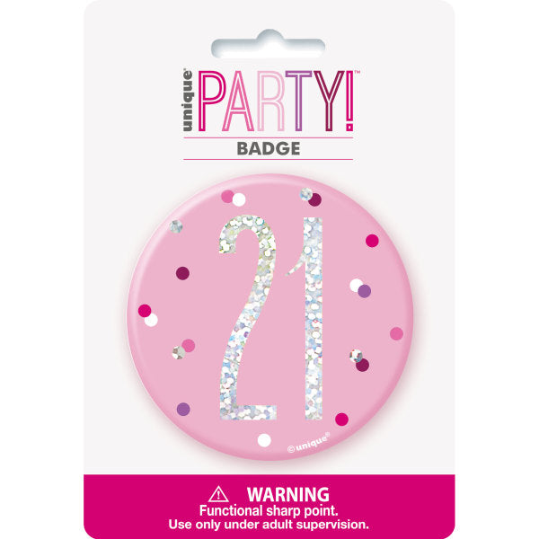 21st Birthday Pink Badge