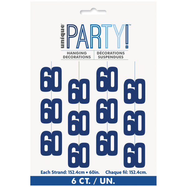 60th Birthday Blue Hanging Strings