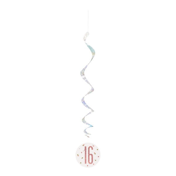 16th Birthday Rose Gold Sparkling Swirls