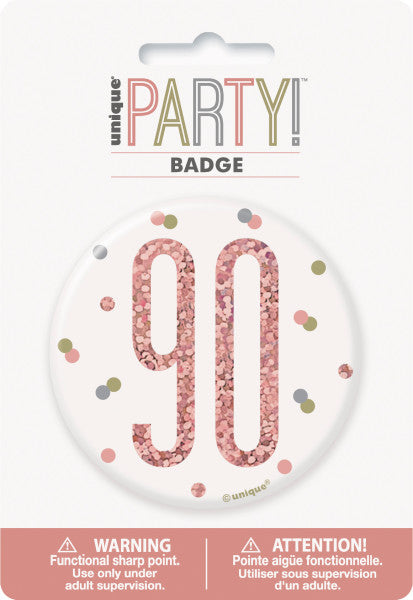 90th Birthday Rose Gold Badge