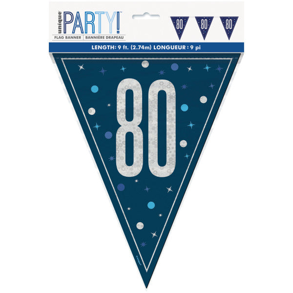 80th Birthday Navy Blue Bunting