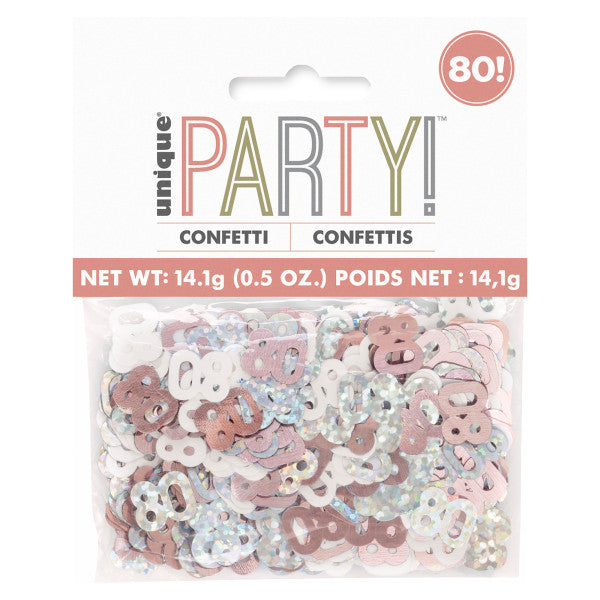 80th Birthday Rose Gold Mixed Confetti
