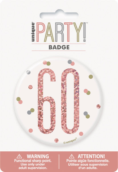 60th Birthday Rose Gold Badge