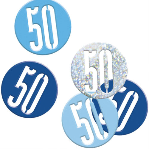 50th Birthday Blue Mixed Table Confetti