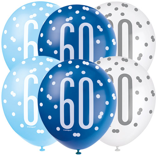 60th Birthday Blue Mixed Balloons