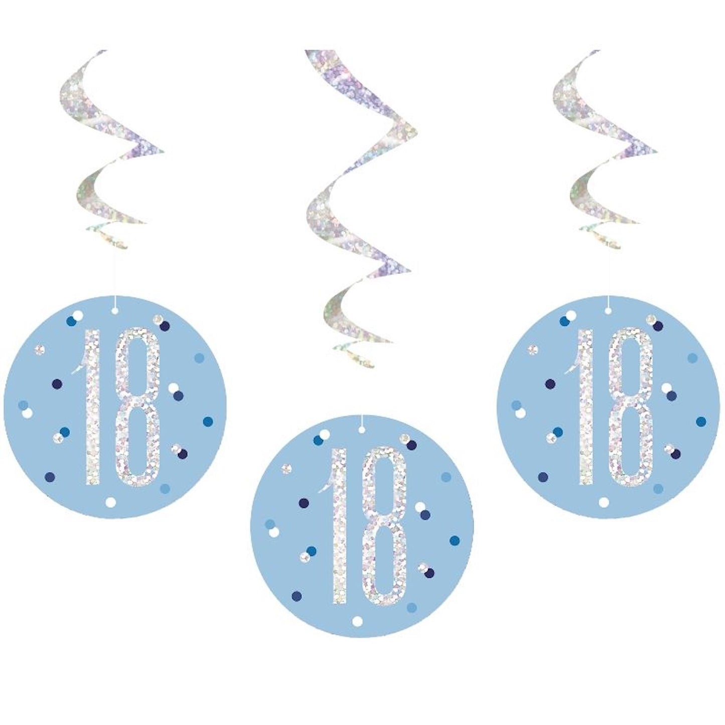 18th Birthday Blue Hanging Swirls