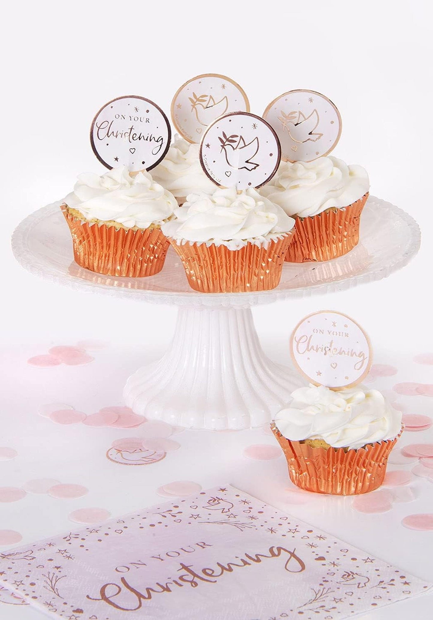 Pink Christening Cake Toppers