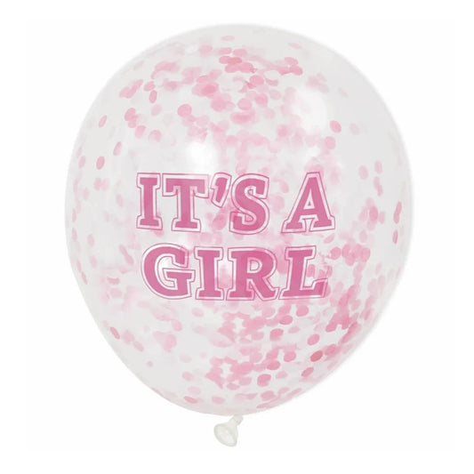 It's A Girl Confetti Balloons