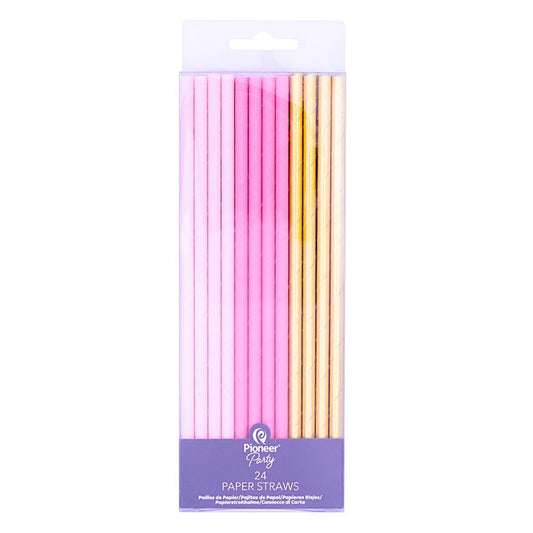 Pink & Gold Paper Straws