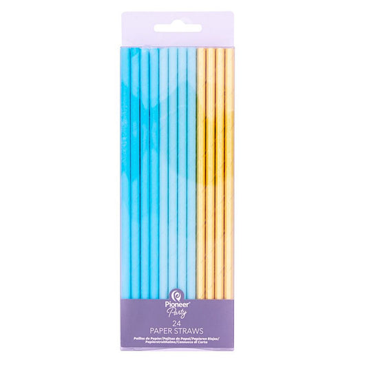 Blue & Gold Paper Straws