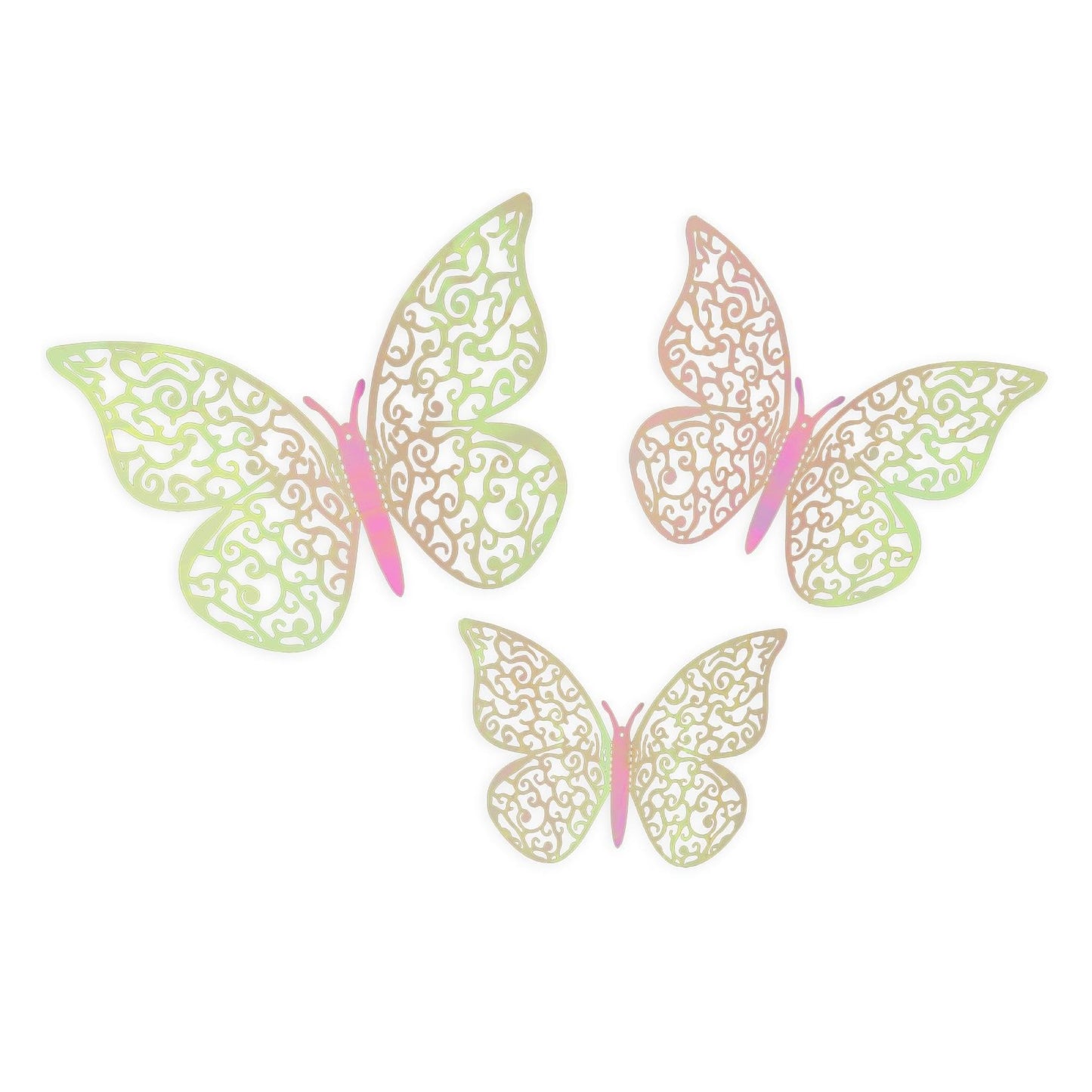 Iridescent Pink Adhesive Butterflies