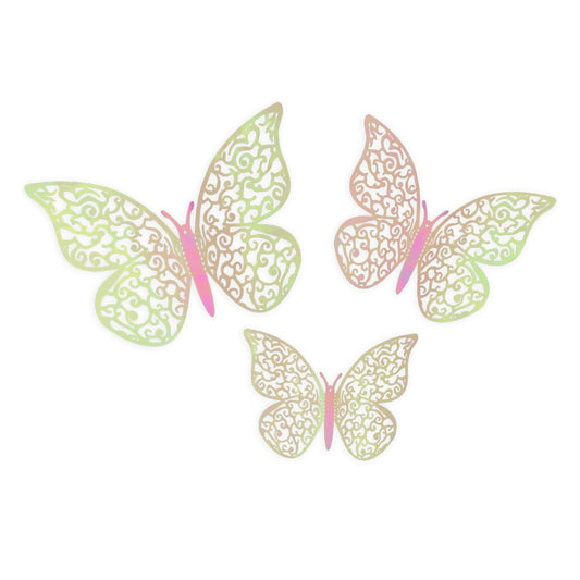 Iridescent Pink Adhesive Butterflies