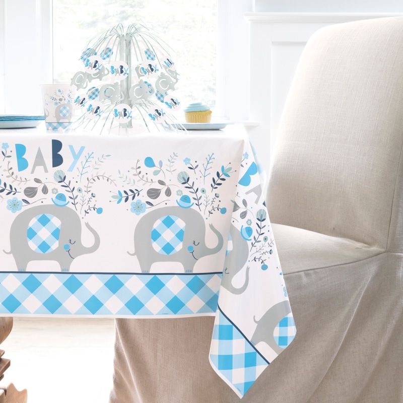 Blue Elephant Baby Table Cover