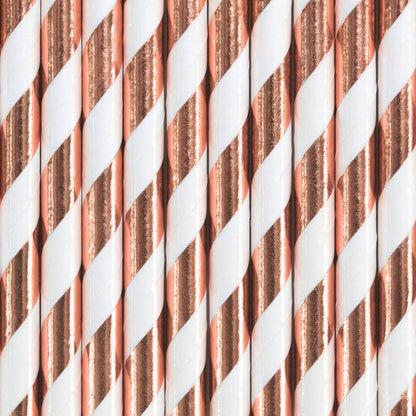 Rose Gold Striped Paper Straws