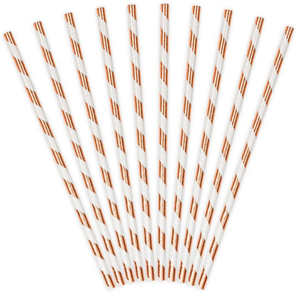 Rose Gold Striped Paper Straws