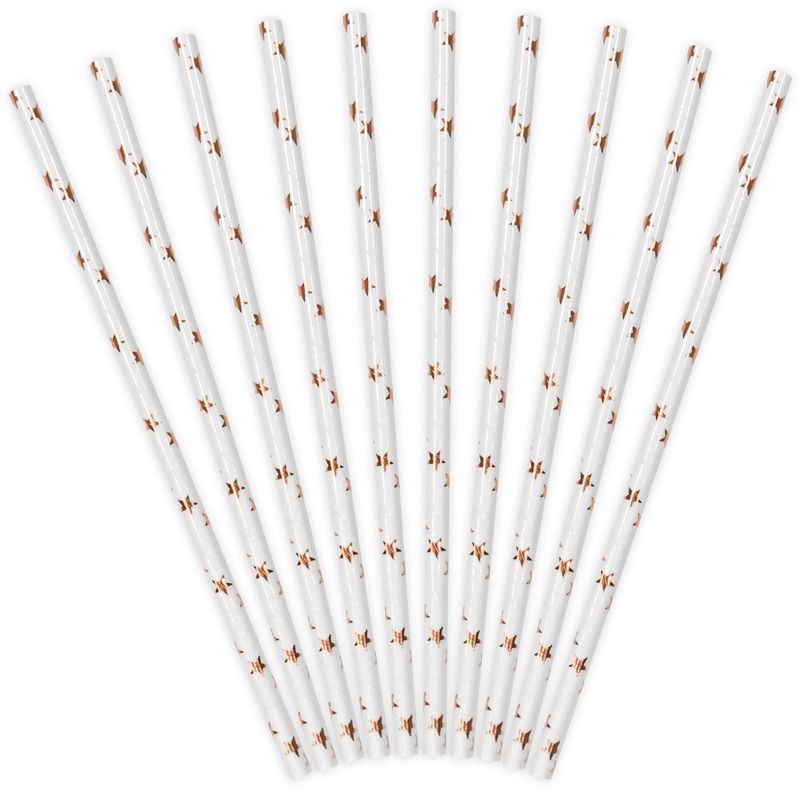 Rose Gold Star Paper Straws