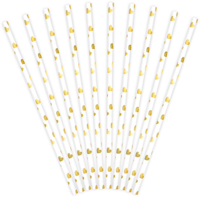 Gold Heart Paper Straws