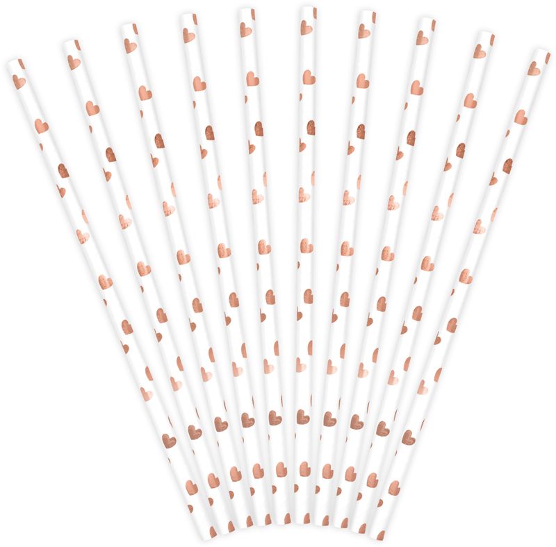 Rose Gold Heart Paper Straws