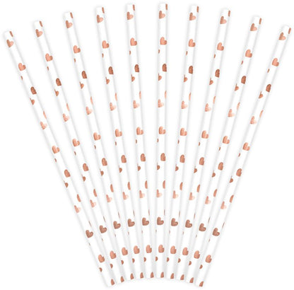 Rose Gold Heart Paper Straws