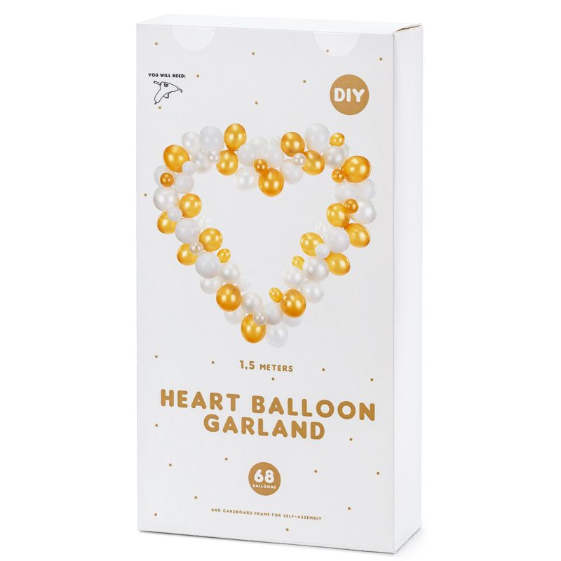 White & Gold Heart Balloon Garland Kit