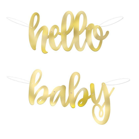 Gold Hello Baby Banner