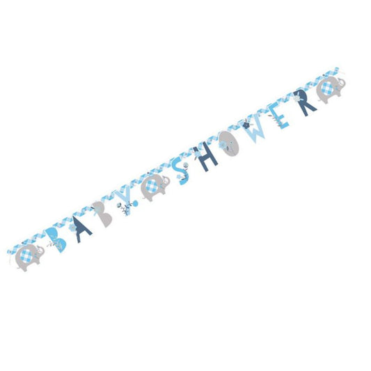 Blue Elephant Baby Shower Banner