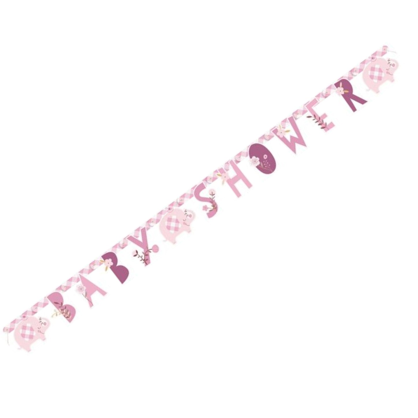 Pink Elephant Baby Shower Banner