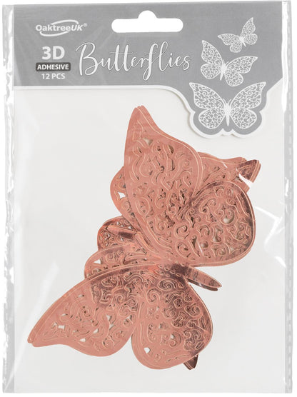 Rose Gold Adhesive Butterflies