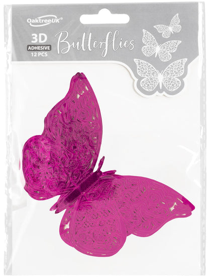 Fuchsia Pink Adhesive Butterflies