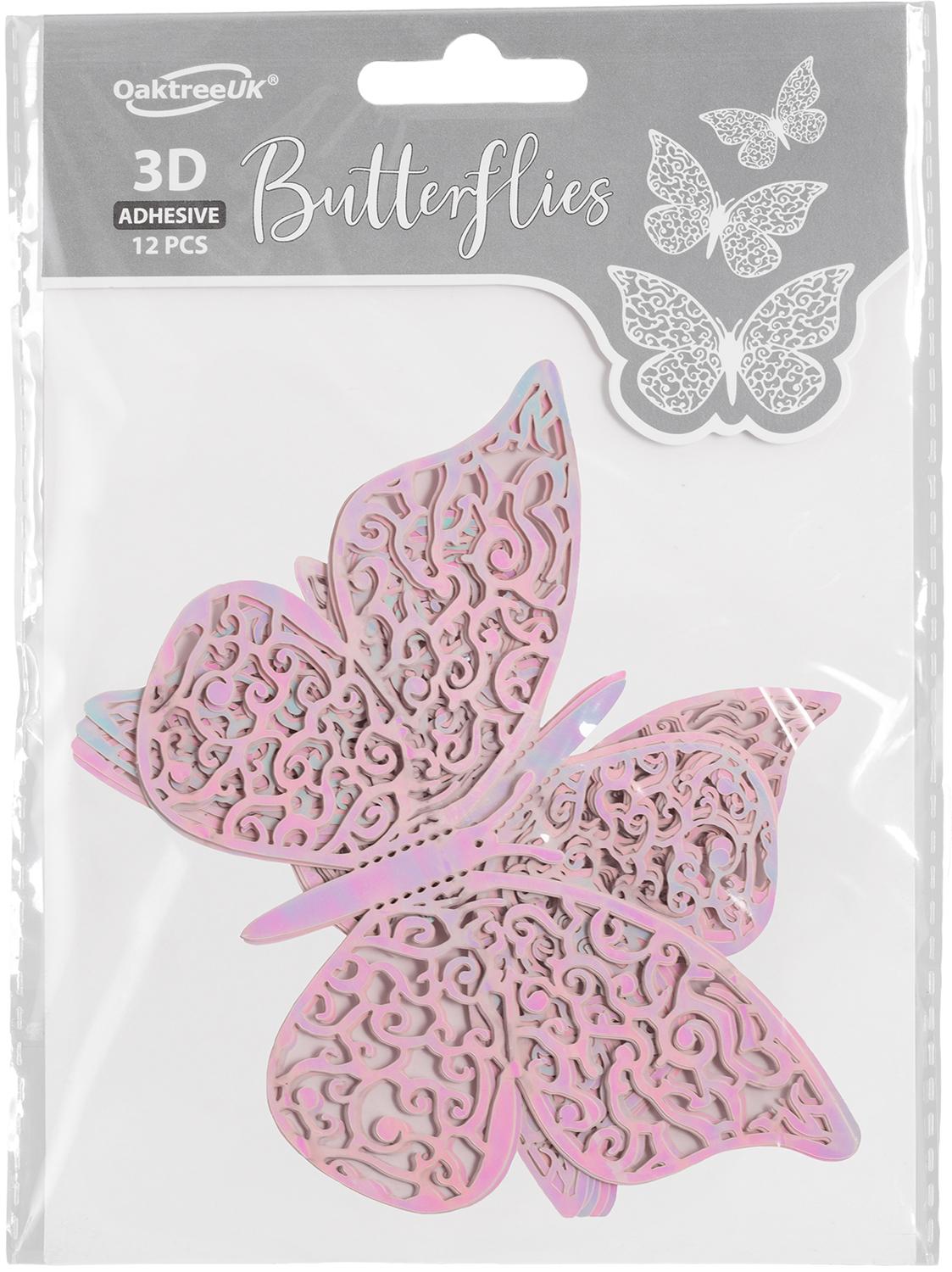 Iridescent Pink Adhesive Butterflies