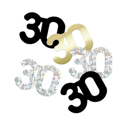 30th Birthday Black & Gold Mixed Table Confetti