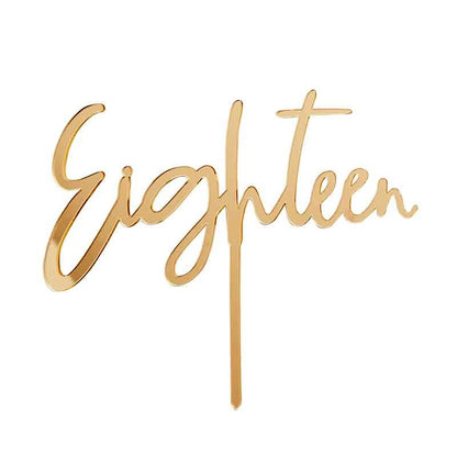 Gold Eighteen Acrylic Cake Topper