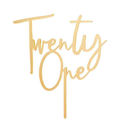 Gold Twenty One Acrylic Cake Topper