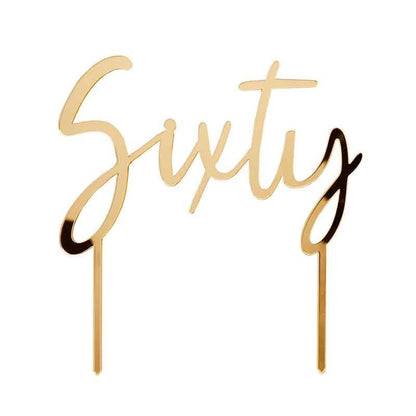 Gold Sixty Acrylic Cake Topper