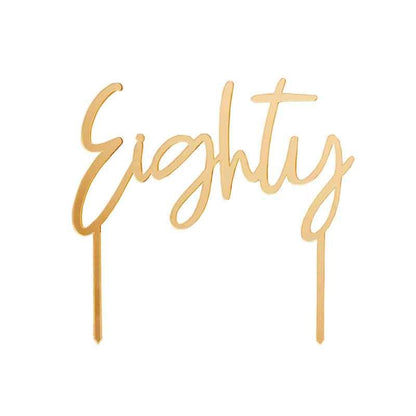 Gold Eighty Acrylic Cake Topper