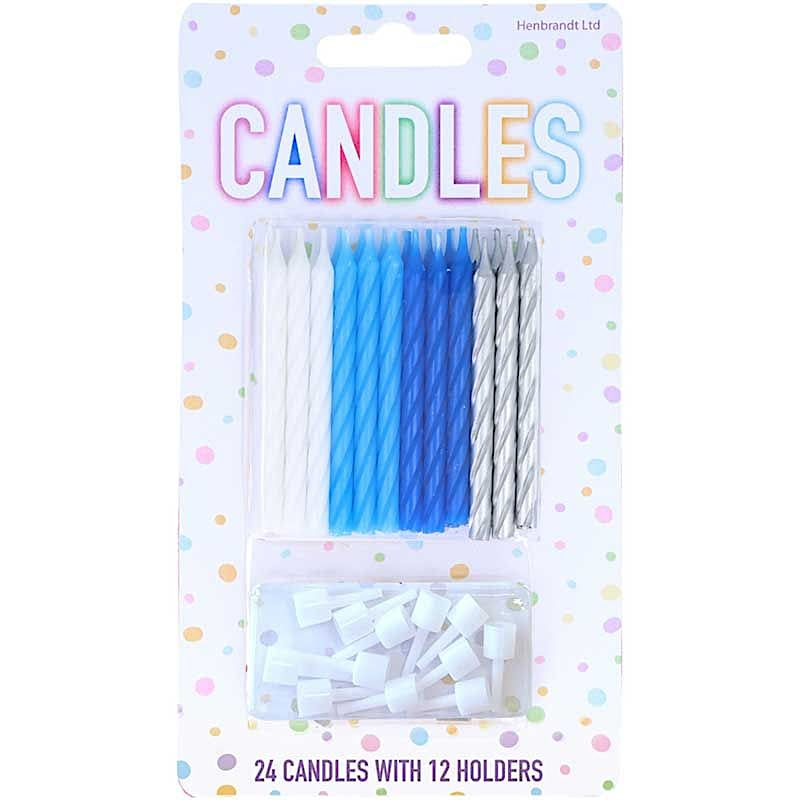 24 Assorted Blue Spiral Candles