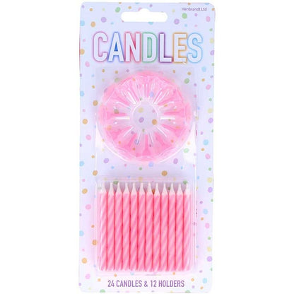 24 Pink & White Spiral Candles