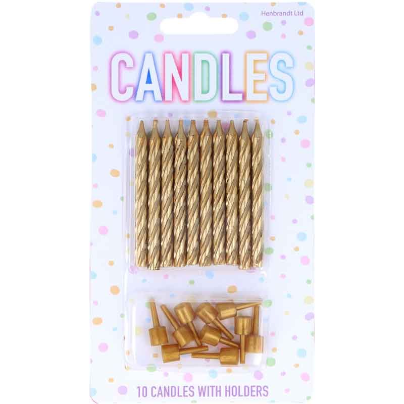 10 Gold Spiral Candles